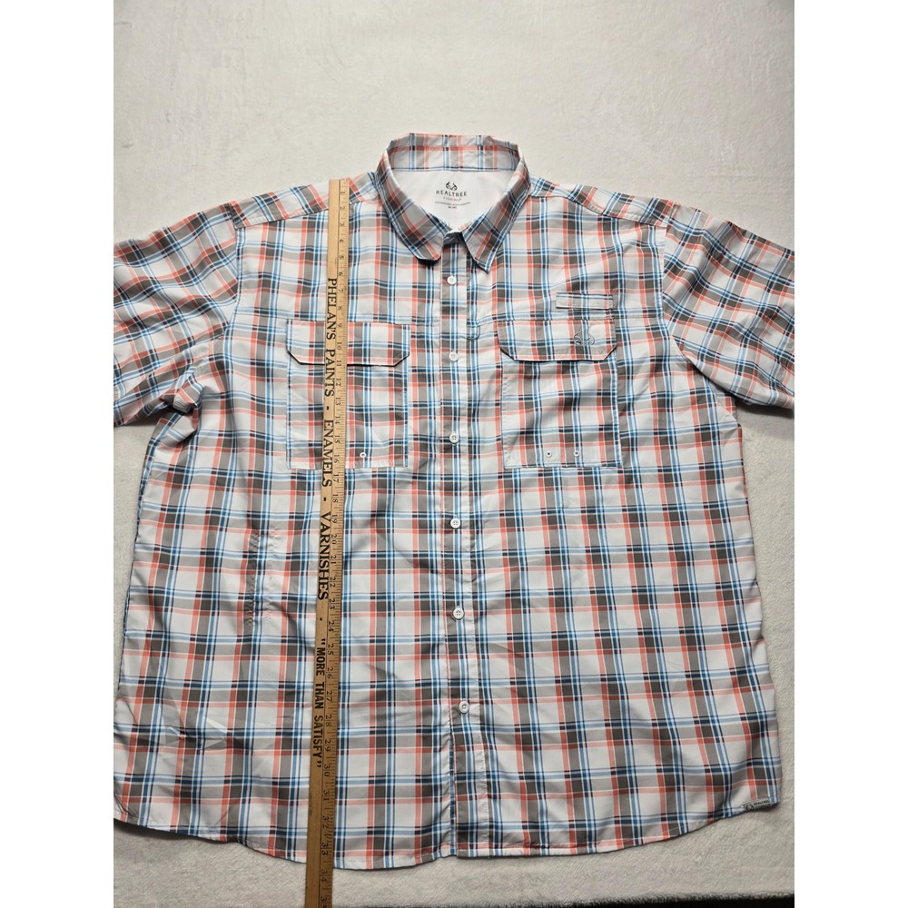 Realtree Fishing Plaid Short Sleeve Button Up Shirt Blue Moon Mens 3XL - Picture 7 of 10